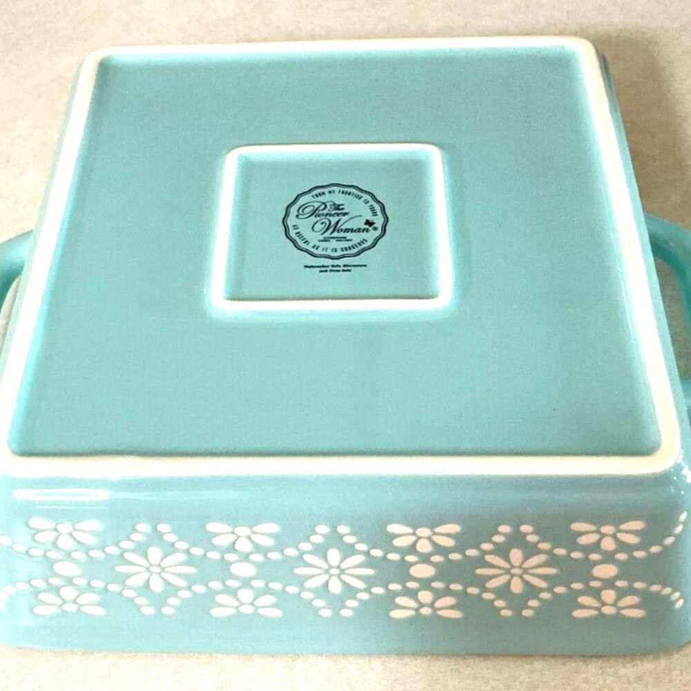 Pioneer Woman Sweet Romance Cow Ceramic Square Baking Dish Farmhouse Baker 8"x8" - Picture 9 of 10